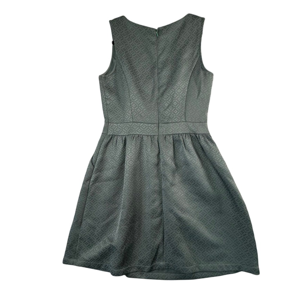 Green Quilted Fit & Flare‎ Party Dress Womens M Sleeveless Textured Holiday Chic - Picture 2 of 8